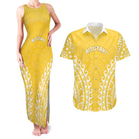 Custom Cook Islands Aitutaki Couples Matching Tank Maxi Dress and Hawaiian Shirt Polynesian Tribal Tattoo