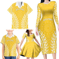 Custom Cook Islands Aitutaki Family Matching Long Sleeve Bodycon Dress and Hawaiian Shirt Polynesian Tribal Tattoo