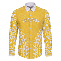 Custom Cook Islands Aitutaki Family Matching Off The Shoulder Long Sleeve Dress and Hawaiian Shirt Polynesian Tribal Tattoo