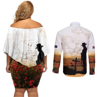 Australia And New Zealand ANZAC Day Couples Matching Off Shoulder Short Dress and Long Sleeve Button Shirt Battle Of Beersheba