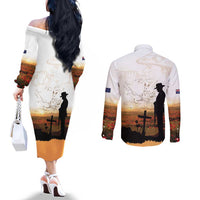 Australia And New Zealand ANZAC Day Couples Matching Off The Shoulder Long Sleeve Dress and Long Sleeve Button Shirt Battle Of Beersheba