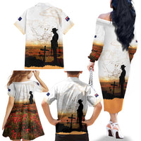 Australia And New Zealand ANZAC Day Family Matching Off The Shoulder Long Sleeve Dress and Hawaiian Shirt Battle Of Beersheba