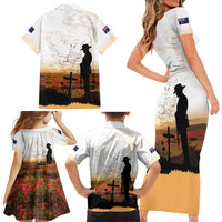 Australia And New Zealand ANZAC Day Family Matching Short Sleeve Bodycon Dress and Hawaiian Shirt Battle Of Beersheba