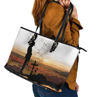 Australia And New Zealand ANZAC Day Leather Tote Bag Battle Of Beersheba LT05 - Polynesian Pride