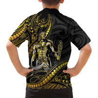 Filipinos Lapu Lapu Hero Family Matching Summer Maxi Dress and Hawaiian Shirt Gold Polynesian Tribal Tattoo