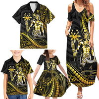 Filipinos Lapu Lapu Hero Family Matching Summer Maxi Dress and Hawaiian Shirt Gold Polynesian Tribal Tattoo