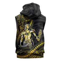 Filipinos Lapu Lapu Hero Sleeveless Zip Hoodie Gold Polynesian Tribal Tattoo