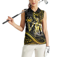 Filipinos Lapu Lapu Hero Women Sleeveless Polo Shirt Gold Polynesian Tribal Tattoo