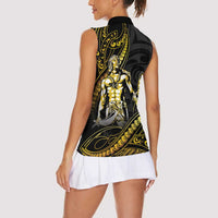Filipinos Lapu Lapu Hero Women Sleeveless Polo Shirt Gold Polynesian Tribal Tattoo