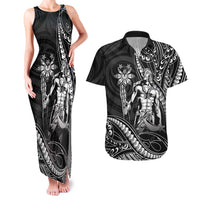 Filipinos Lapu Lapu Hero Couples Matching Tank Maxi Dress and Hawaiian Shirt Black Polynesian Tribal Tattoo
