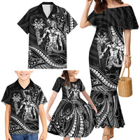 Filipinos Lapu Lapu Hero Family Matching Mermaid Dress and Hawaiian Shirt Black Polynesian Tribal Tattoo