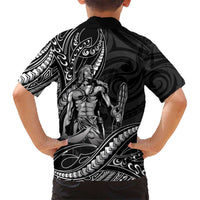 Filipinos Lapu Lapu Hero Family Matching Off The Shoulder Long Sleeve Dress and Hawaiian Shirt Black Polynesian Tribal Tattoo