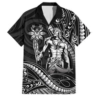 Filipinos Lapu Lapu Hero Family Matching Short Sleeve Bodycon Dress and Hawaiian Shirt Black Polynesian Tribal Tattoo