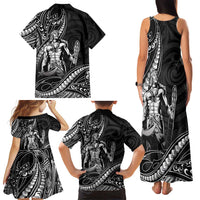 Filipinos Lapu Lapu Hero Family Matching Tank Maxi Dress and Hawaiian Shirt Black Polynesian Tribal Tattoo