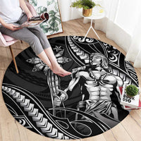 Filipinos Lapu Lapu Hero Round Carpet Black Polynesian Tribal Tattoo LT05 - Polynesian Pride