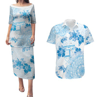 Happy Fiji Girmit Day Couples Matching Puletasi and Hawaiian Shirt Fijian Tapa With Mandala Pattern LT05 Blue - Polynesian Pride