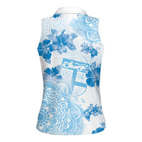 Happy Fiji Girmit Day Women Sleeveless Polo Shirt Fijian Tapa With Mandala Pattern