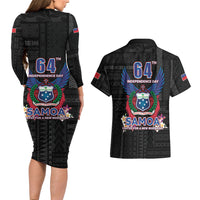 Samoa 64th Independence Anniversary Couples Matching Long Sleeve Bodycon Dress and Hawaiian Shirt