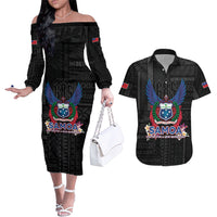 Samoa 64th Independence Anniversary Couples Matching Off The Shoulder Long Sleeve Dress and Hawaiian Shirt