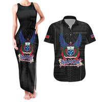 Samoa 64th Independence Anniversary Couples Matching Tank Maxi Dress and Hawaiian Shirt LT05 Black - Polynesian Pride