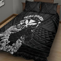 Hawaii King Kamehameha Day Parade Quilt Bed Set With Pa'u Riders Plumeria Kakau Tribal Pattern