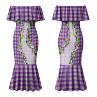Violet Hawaii Palaka Family Matching Mermaid Dress and Hawaiian Shirt Maile Pikake Honohono Orchid Lei LT05 Mom's Dress Violet - Polynesian Pride