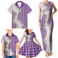 Violet Hawaii Palaka Family Matching Tank Maxi Dress and Hawaiian Shirt Maile Pikake Honohono Orchid Lei LT05 - Polynesian Pride