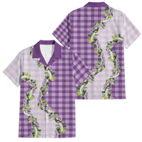 Violet Hawaii Palaka Family Matching Tank Maxi Dress and Hawaiian Shirt Maile Pikake Honohono Orchid Lei LT05 Dad's Shirt - Short Sleeve Violet - Polynesian Pride