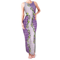 Violet Hawaii Palaka Family Matching Tank Maxi Dress and Hawaiian Shirt Maile Pikake Honohono Orchid Lei