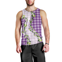 Violet Hawaii Palaka Men Tank Top Maile Pikake Honohono Orchid Lei