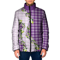 Violet Hawaii Palaka Padded Jacket Maile Pikake Honohono Orchid Lei LT05 Men Violet - Polynesian Pride