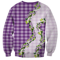 Violet Hawaii Palaka Sweatshirt Maile Pikake Honohono Orchid Lei LT05 - Polynesian Pride