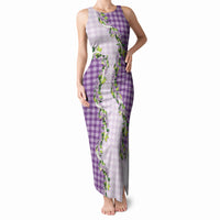 Violet Hawaii Palaka Tank Maxi Dress Maile Pikake Honohono Orchid Lei LT05 Women Violet - Polynesian Pride