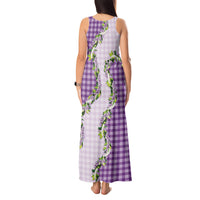 Violet Hawaii Palaka Tank Maxi Dress Maile Pikake Honohono Orchid Lei LT05 - Polynesian Pride