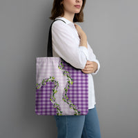 Violet Hawaii Palaka Tote Bag Maile Pikake Honohono Orchid Lei