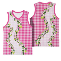 Pink Hawaii Palaka Basketball Jersey Maile Pikake Honohono Orchid Lei