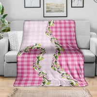 Pink Hawaii Palaka Blanket Maile Pikake Honohono Orchid Lei