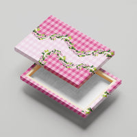 Pink Hawaii Palaka Canvas Wall Art Maile Pikake Honohono Orchid Lei