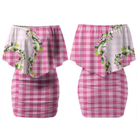 Pink Hawaii Palaka Couples Matching Off Shoulder Short Dress and Hawaiian Shirt Maile Pikake Honohono Orchid Lei LT05 - Polynesian Pride