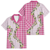 Pink Hawaii Palaka Family Matching Short Sleeve Bodycon Dress and Hawaiian Shirt Maile Pikake Honohono Orchid Lei LT05 Dad's Shirt - Short Sleeve Pink - Polynesian Pride
