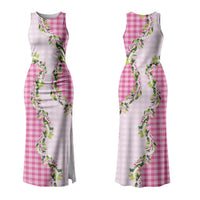 Pink Hawaii Palaka Family Matching Tank Maxi Dress and Hawaiian Shirt Maile Pikake Honohono Orchid Lei LT05 Mom's Dress Pink - Polynesian Pride