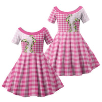 Pink Hawaii Palaka Family Matching Tank Maxi Dress and Hawaiian Shirt Maile Pikake Honohono Orchid Lei LT05 Daughter's Dress Pink - Polynesian Pride