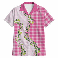 Pink Hawaii Palaka Hawaiian Shirt Maile Pikake Honohono Orchid Lei LT05 Pink - Polynesian Pride