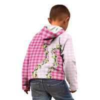Pink Hawaii Palaka Kid Hoodie Maile Pikake Honohono Orchid Lei