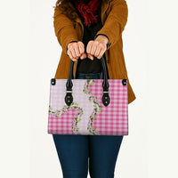 Pink Hawaii Palaka Leather Bag Maile Pikake Honohono Orchid Lei