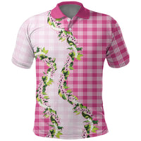 Pink Hawaii Palaka Polo Shirt Maile Pikake Honohono Orchid Lei LT05 Pink - Polynesian Pride