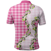 Pink Hawaii Palaka Polo Shirt Maile Pikake Honohono Orchid Lei LT05 - Polynesian Pride