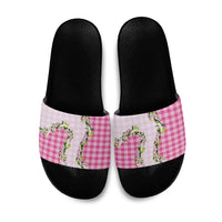 Pink Hawaii Palaka Slide Sandals Maile Pikake Honohono Orchid Lei