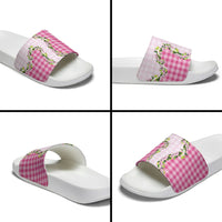 Pink Hawaii Palaka Slide Sandals Maile Pikake Honohono Orchid Lei