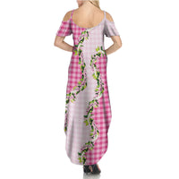 Pink Hawaii Palaka Summer Maxi Dress Maile Pikake Honohono Orchid Lei LT05 - Polynesian Pride